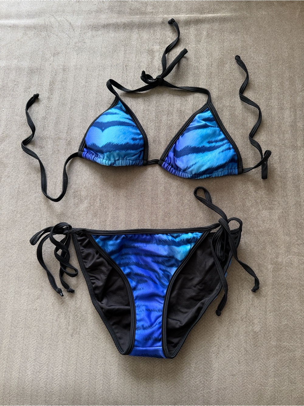 Blue Tiger-Print Triangle Bikini Set - NEW!!